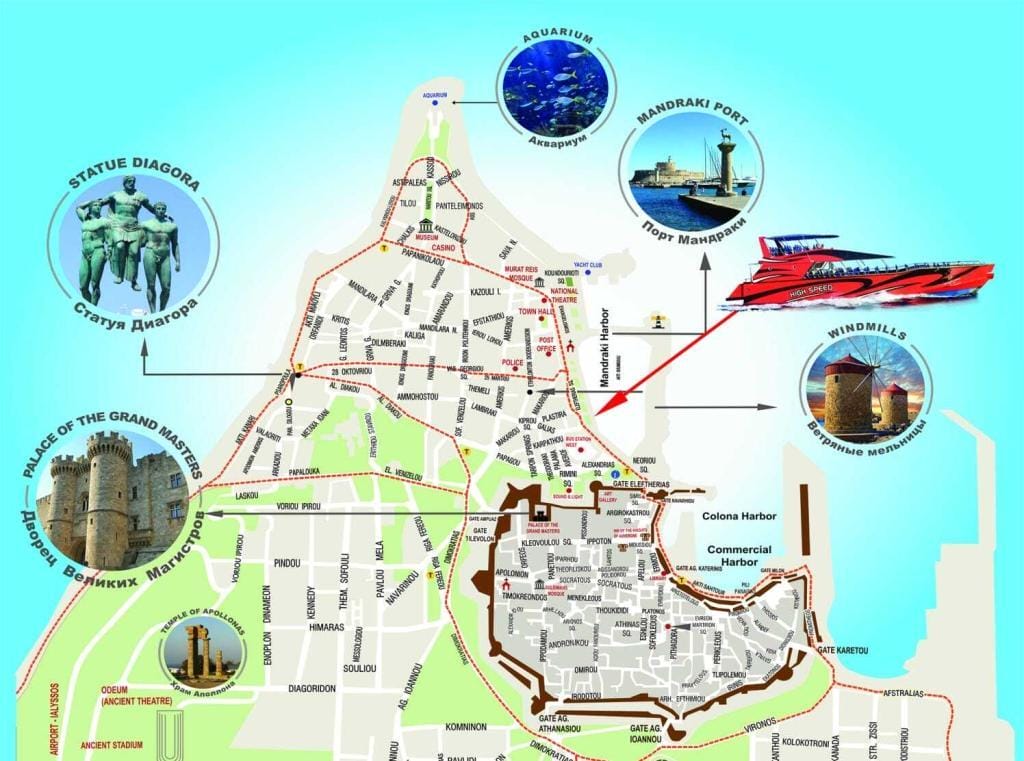 map of Rhodos town